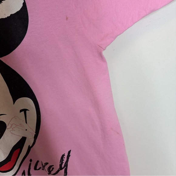 Vintage Disney I <3 Mickey Bubble Gum Pink Oversized Tee Sleep Shirt One Size - Picture 7 of 8